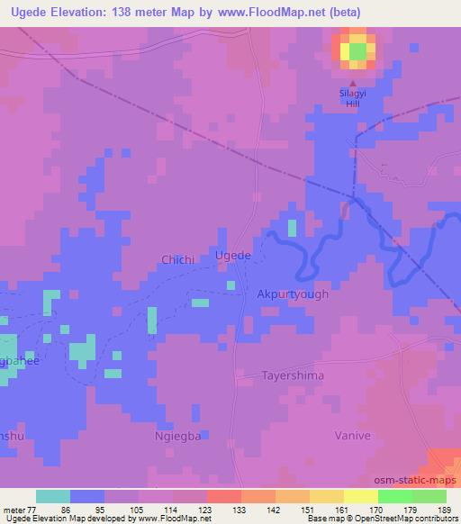 Ugede,Nigeria Elevation Map