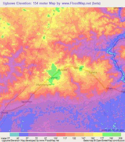 Ugbuwe,Nigeria Elevation Map