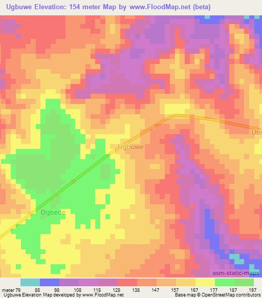 Ugbuwe,Nigeria Elevation Map