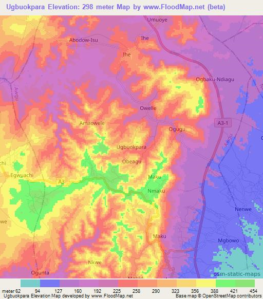 Ugbuokpara,Nigeria Elevation Map