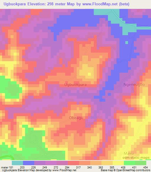 Ugbuokpara,Nigeria Elevation Map