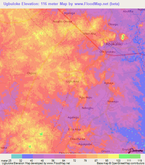 Ugbuloke,Nigeria Elevation Map