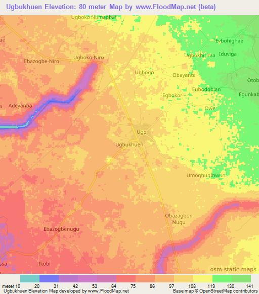 Ugbukhuen,Nigeria Elevation Map