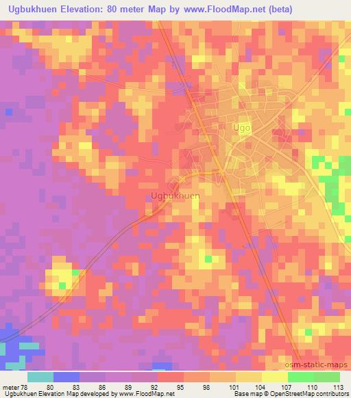 Ugbukhuen,Nigeria Elevation Map