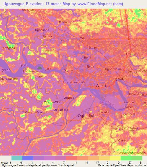 Ugbuwague,Nigeria Elevation Map