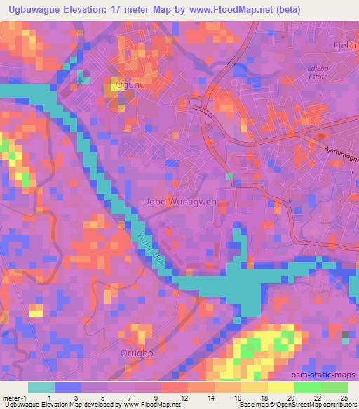 Ugbuwague,Nigeria Elevation Map