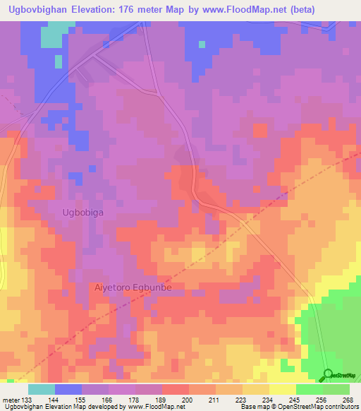 Ugbovbighan,Nigeria Elevation Map