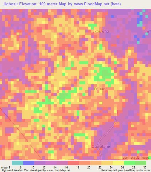 Ugbosu,Nigeria Elevation Map