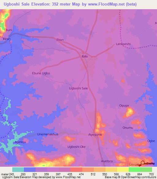 Ugboshi Sale,Nigeria Elevation Map