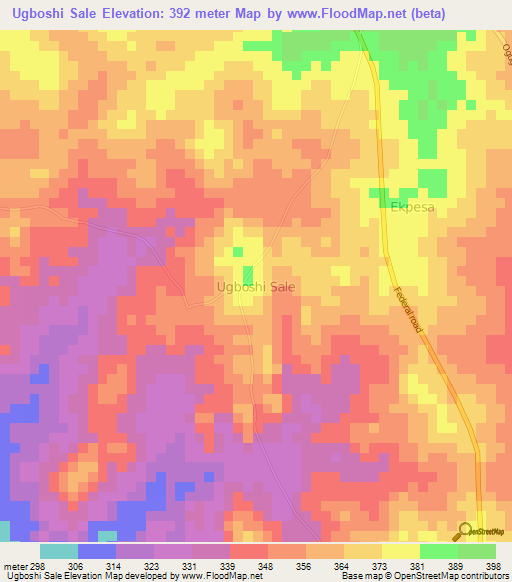 Ugboshi Sale,Nigeria Elevation Map