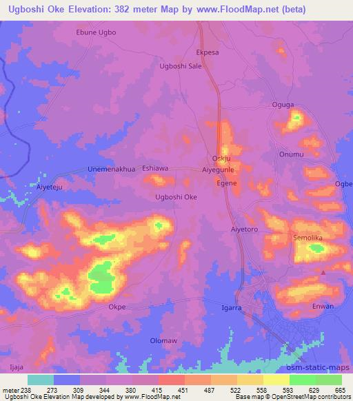 Ugboshi Oke,Nigeria Elevation Map