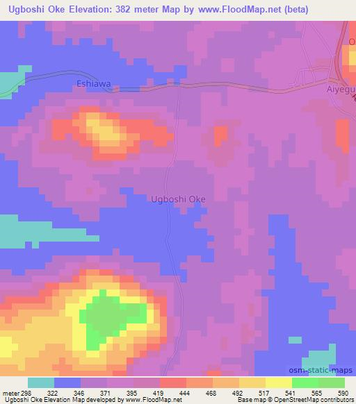 Ugboshi Oke,Nigeria Elevation Map