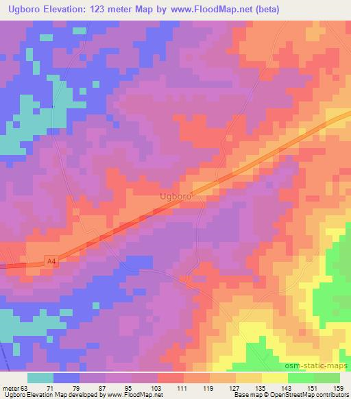 Ugboro,Nigeria Elevation Map