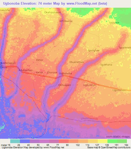 Ugbonoba,Nigeria Elevation Map