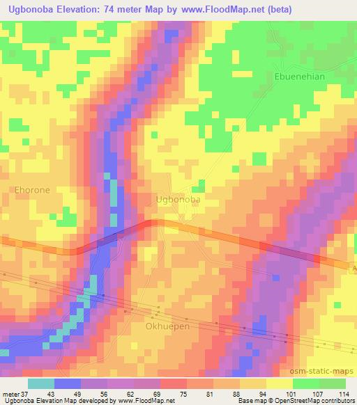 Ugbonoba,Nigeria Elevation Map