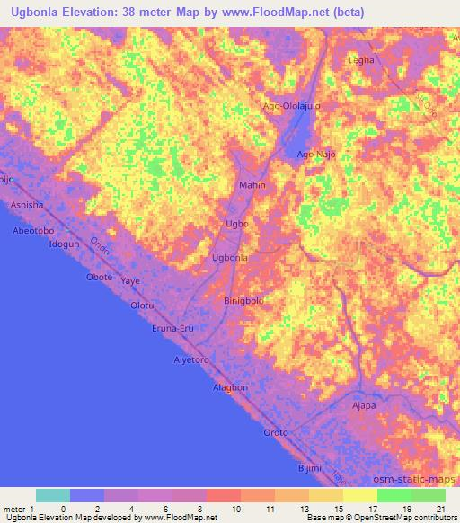 Ugbonla,Nigeria Elevation Map