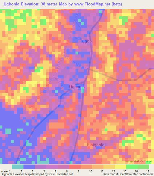 Ugbonla,Nigeria Elevation Map