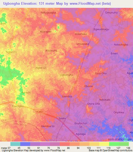 Ugbongha,Nigeria Elevation Map