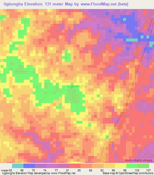 Ugbongha,Nigeria Elevation Map