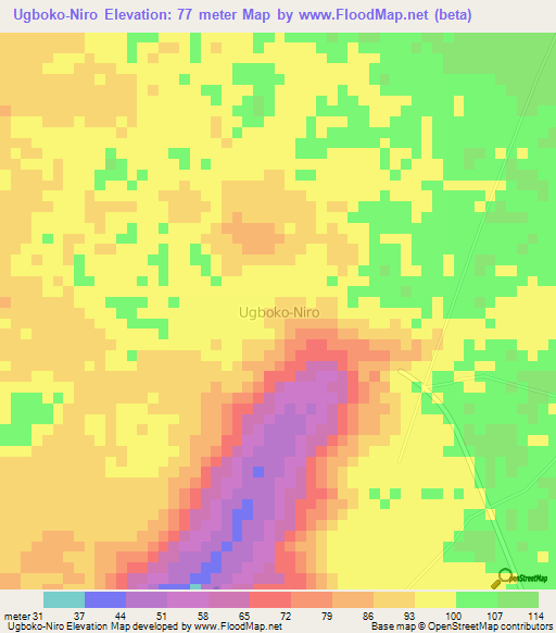 Ugboko-Niro,Nigeria Elevation Map