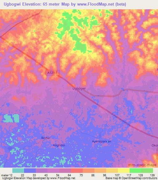 Ugbogwi,Nigeria Elevation Map