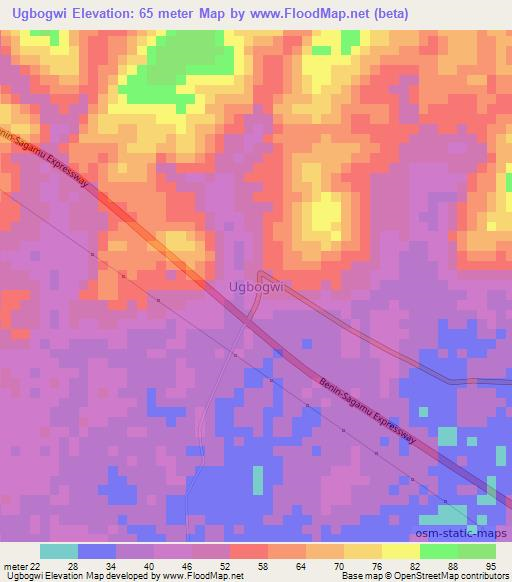 Ugbogwi,Nigeria Elevation Map