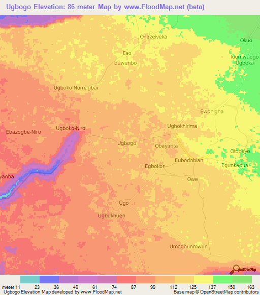 Ugbogo,Nigeria Elevation Map