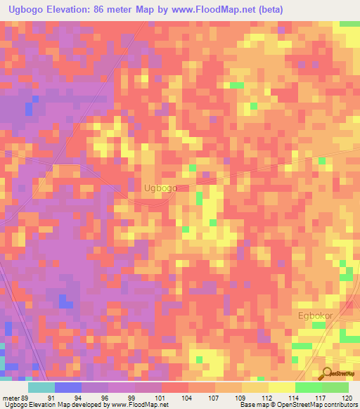 Ugbogo,Nigeria Elevation Map