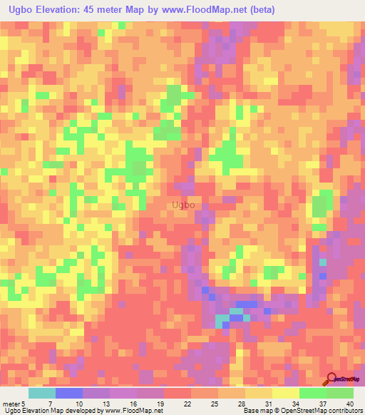 Ugbo,Nigeria Elevation Map