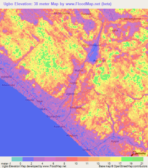 Ugbo,Nigeria Elevation Map