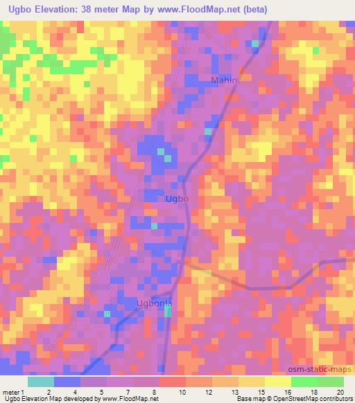 Ugbo,Nigeria Elevation Map