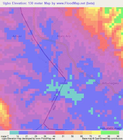 Ugbo,Nigeria Elevation Map