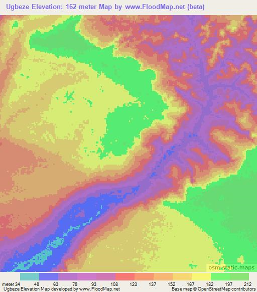 Ugbeze,Nigeria Elevation Map