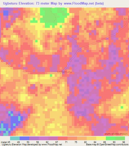 Ugbeturu,Nigeria Elevation Map