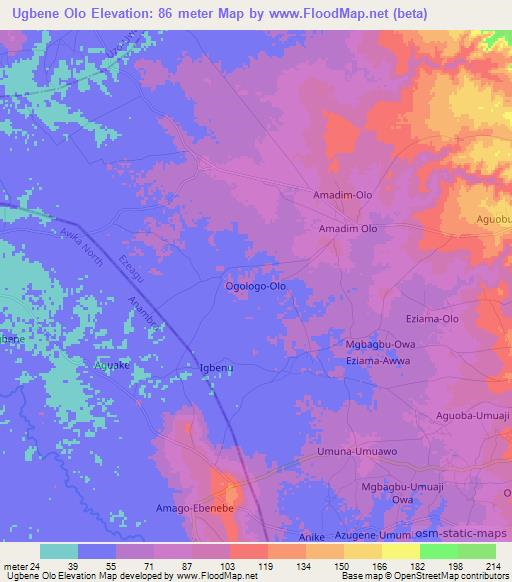 Ugbene Olo,Nigeria Elevation Map
