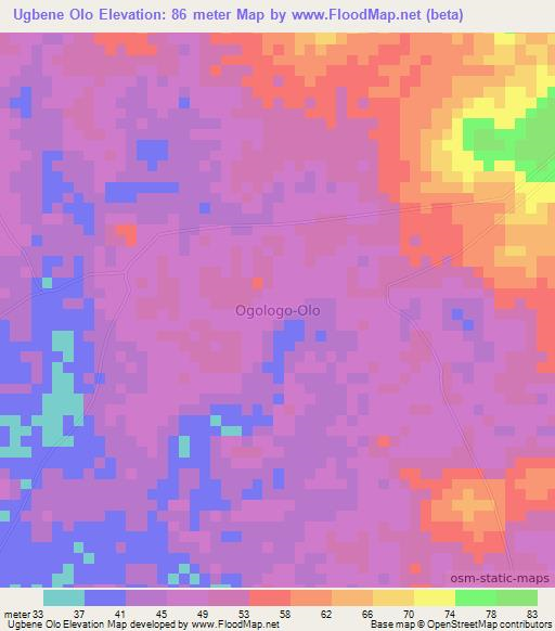 Ugbene Olo,Nigeria Elevation Map