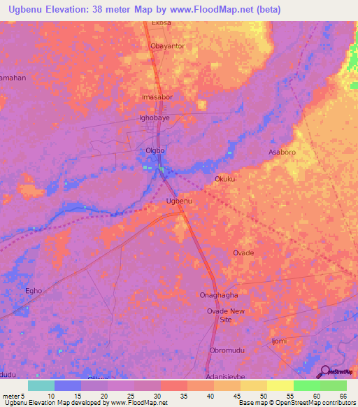 Ugbenu,Nigeria Elevation Map