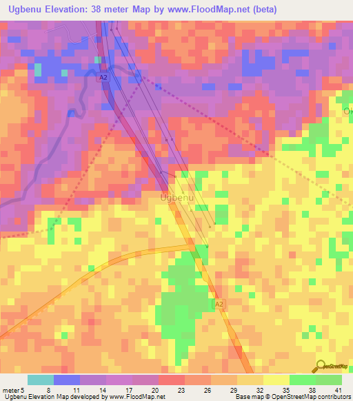 Ugbenu,Nigeria Elevation Map