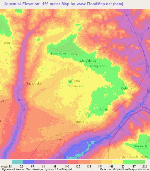 Ugbemisi,Nigeria Elevation Map