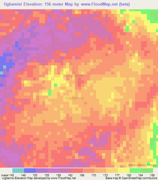 Ugbemisi,Nigeria Elevation Map