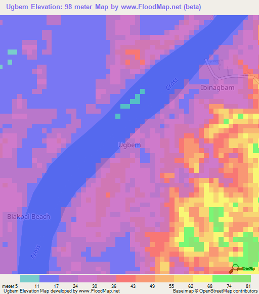 Ugbem,Nigeria Elevation Map