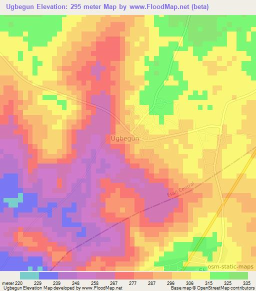 Ugbegun,Nigeria Elevation Map