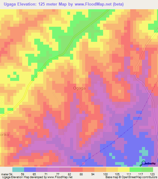 Ugaga,Nigeria Elevation Map