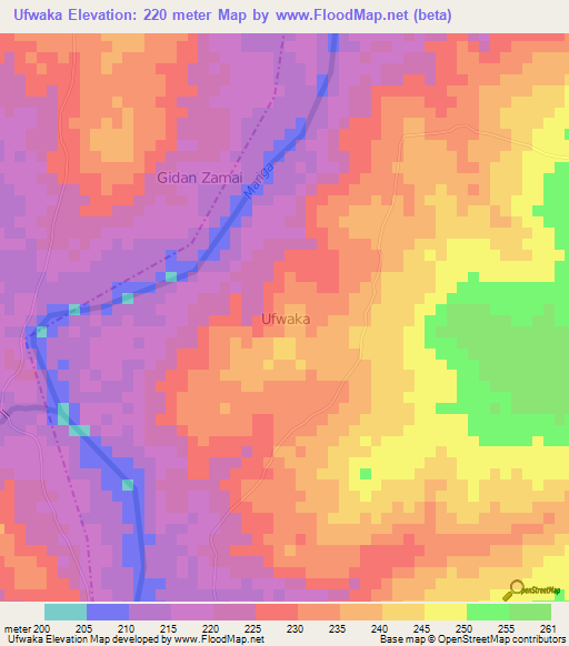 Ufwaka,Nigeria Elevation Map