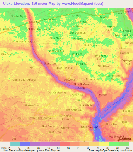 Ufuku,Nigeria Elevation Map