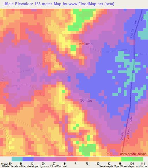 Ufiele,Nigeria Elevation Map