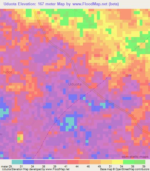 Uduota,Nigeria Elevation Map