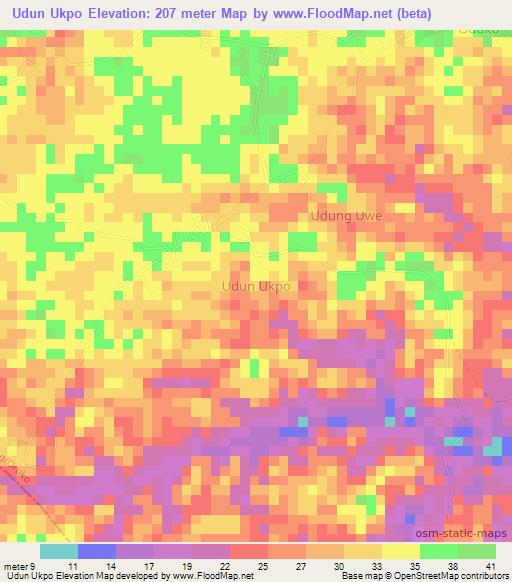 Udun Ukpo,Nigeria Elevation Map