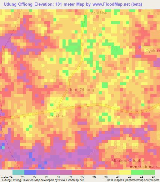 Udung Offiong,Nigeria Elevation Map