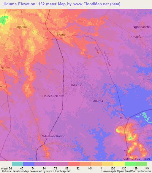 Uduma,Nigeria Elevation Map